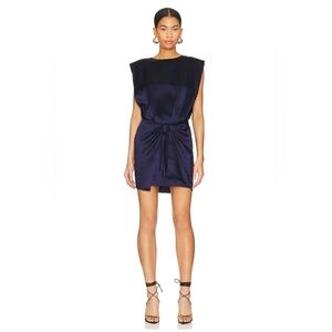 Amanda Uprichard 100% Silk Blue Copeland Mini Dress in Imperial, Sz Small